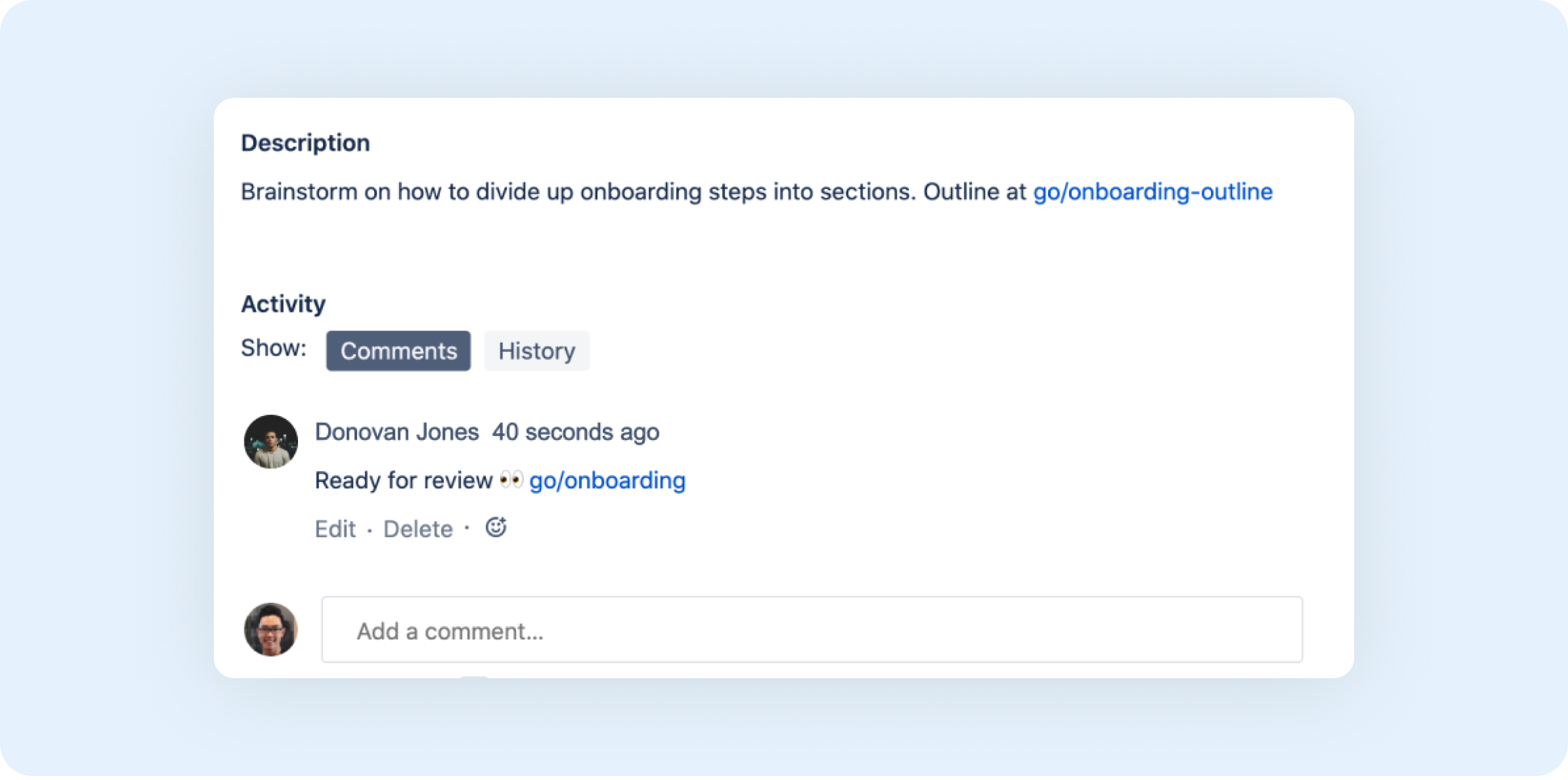 GoLinks® in Jira descriptions and comments